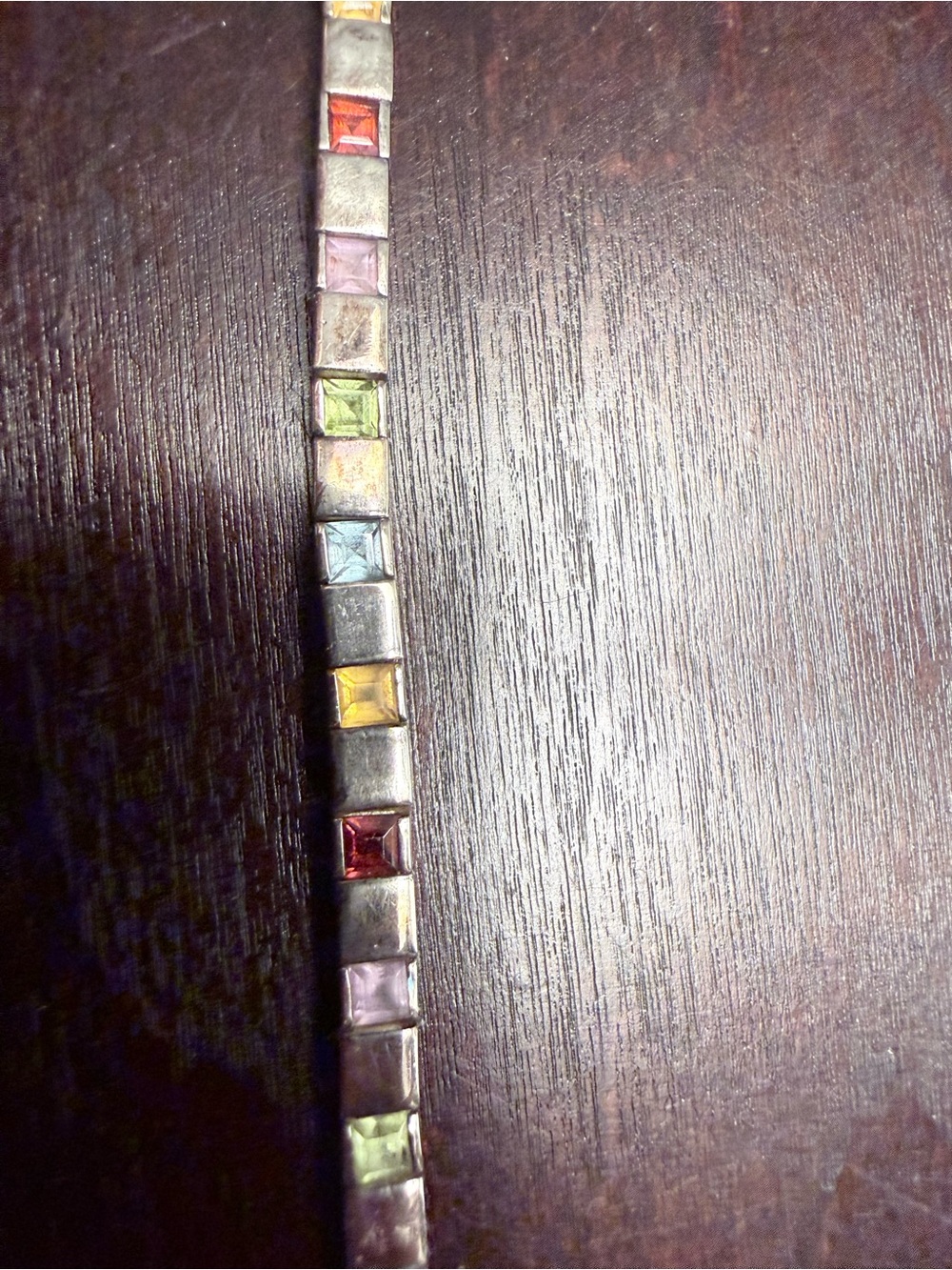 Sterling Silver Bracelet Multicolored Stones 7"
